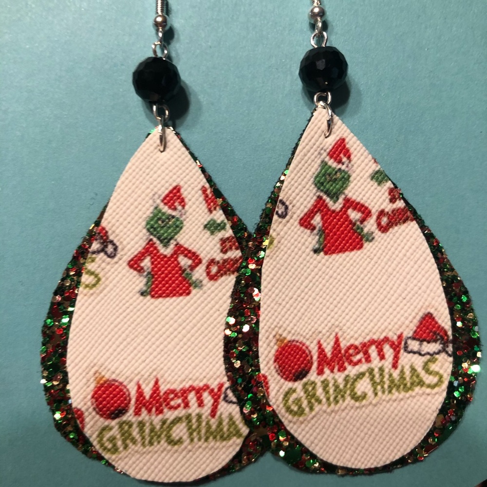 Layered leather earrings with beaded accents